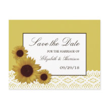 Girassóis e Vintage Lace Casamento Salvar a Data