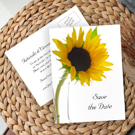 Cartão Postal De Anúncio Girassol Amarelo no Casamento Branco Salvar a Data