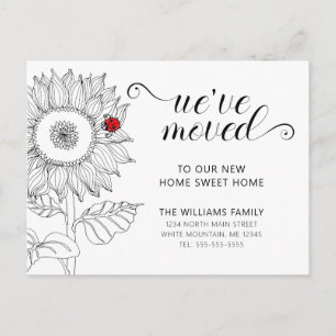 Cartão Postal De Anúncio Girassol Floral com Ladybug Móvel