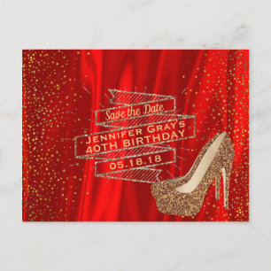 Cartão Postal De Anúncio Glam Dourado Red Salve a Bolsa mensageifesta de an