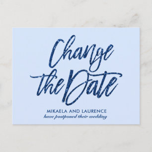 Cartão Postal De Anúncio Glamoroso brilho azul naval muda a data