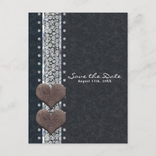Cartão Postal De Anúncio Glamour Ocidental Preto Couro & Diamante Salve a D