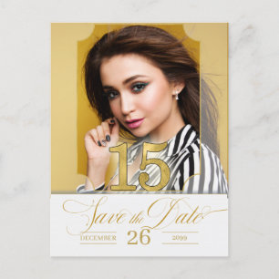 Cartão Postal De Anúncio Golden Hues Save the Date English Version