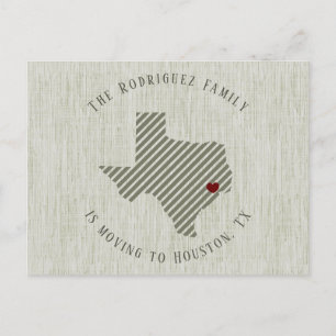 Cartão Postal De Anúncio Golfo Coast Green Linen e Heart Texas Moving
