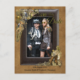 Cartão Postal De Anúncio Gótico - Casamento Steampunk Em Suede Salve Data