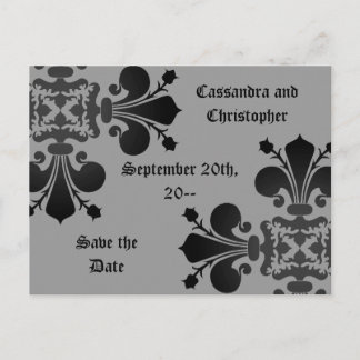 Cartão Postal De Anúncio Gótico punk flor de lis dama preto cinza real