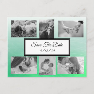 Cartão Postal De Anúncio Gradent Green Photo Save the Date Postcard