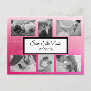 Cartão Postal De Anúncio Gradient Pink Photo Save the Date Postcard