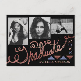 Cartão Postal De Anúncio Graduação 2023 Foto Colagem Faux Rosa Gold Foil