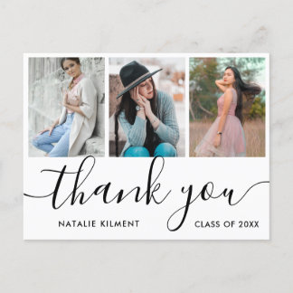 Cartão Postal De Anúncio Graduação 3 Colagem de Fotos Obrigado Cartão Posta