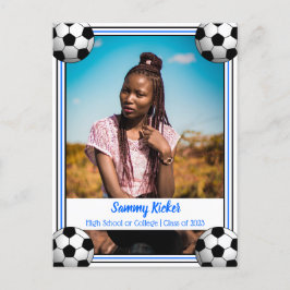 Cartão Postal De Anúncio Graduação Azul e Preto do Futebol