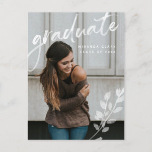 Cartão Postal De Anúncio Graduação botânica elegante da aguarela