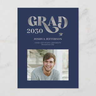 Cartão Postal De Anúncio Graduação de cinzas prateadas com fotografia de 
