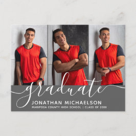 Cartão Postal De Anúncio Graduação de Colagem de Fotos Mínima Simples