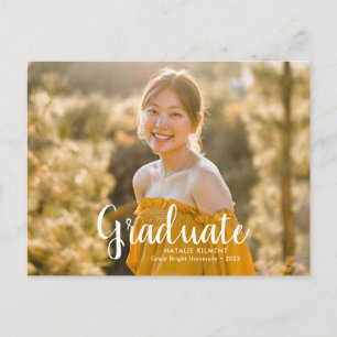 Cartão Postal De Anúncio Graduação de Foto de Graduado Moderno com Letra Br