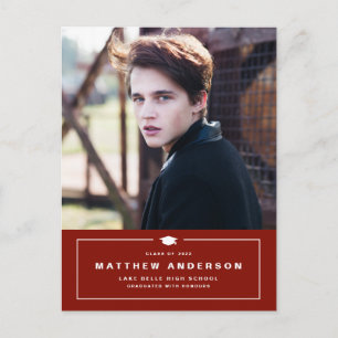 Cartão Postal De Anúncio Graduação de Foto do Boné de formatura Clássico Ve