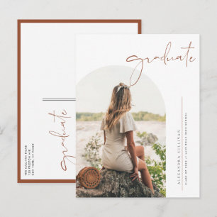 Cartão Postal De Anúncio Graduação de Foto em Arco Minimalista Boho Terraco