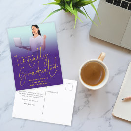 Cartão Postal De Anúncio Graduação de Foto em Púrpura 2022 Praticamente Gra