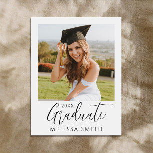 Cartão Postal De Anúncio Graduação de Foto Moderna Simples