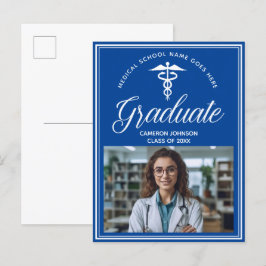 Cartão Postal De Anúncio Graduação de Foto na Faculdade de Medicina Branca 