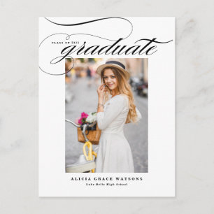 Cartão Postal De Anúncio Graduação de Fotografia em Caligrafia Elegante Neg