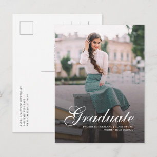 Cartão Postal De Anúncio Graduação de Fotos Moderna com Letra Mão 2025