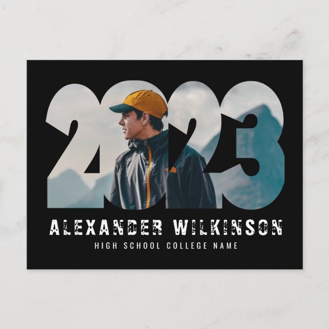 Cartão Postal De Anúncio Graduação de Fotos Simples com Script Bold Moderno (Frente)