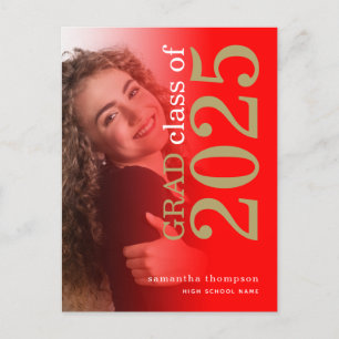 Cartão Postal De Anúncio Graduação Dourada 2022 com Foto Moderna
