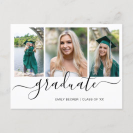 Cartão Postal De Anúncio Graduação Elegante de Colagem de Fotos Moderna