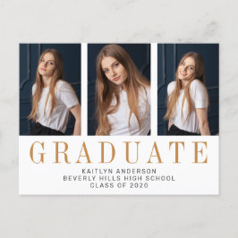 Cartão Postal De Anúncio Graduação Elegante Três Foto Minimalista