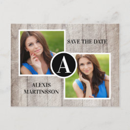 Cartão Postal De Anúncio Graduação em Madeira Rústica 2 Foto Salvar Data