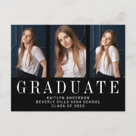 Cartão Postal De Anúncio Graduação minimalista de fotos em preto e branco