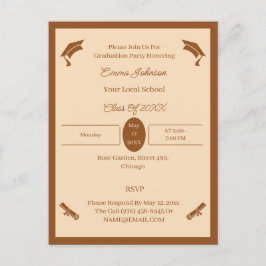 Cartão Postal De Anúncio Graduação Personalizada Minimalista Marrom e Bege
