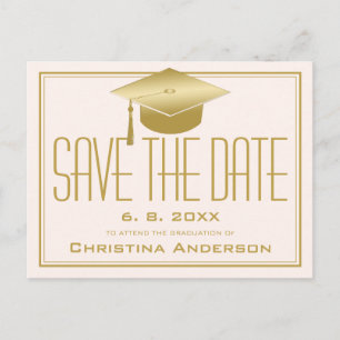 Cartão Postal De Anúncio Graduação Salvar o Boné de Formando Dourado do Blu