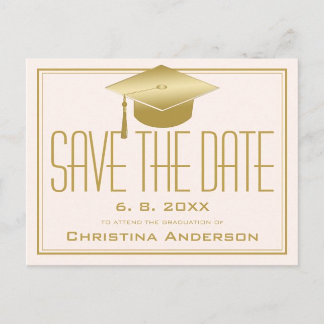 Cartão Postal De Anúncio Graduação Salvar o Boné de Formando Dourado do Blu (Frente)