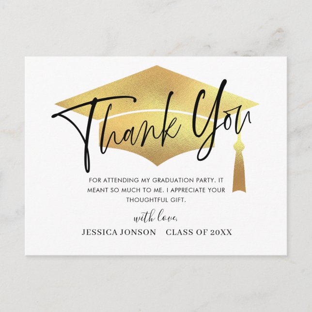 Cartão Postal De Anúncio Graduação Simples Moderna - Obrigado (Frente)