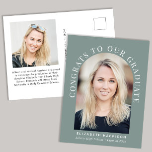 Cartão Postal De Anúncio Graduação Verde de Foto de Arch Elegante