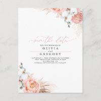Grama das Pampas Floral Rosa Save the Date