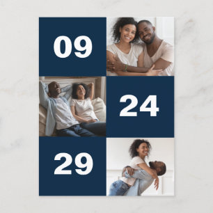 Cartão Postal De Anúncio Grande Número em Negrito Foto Casamento