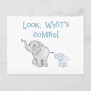 Cartão Postal De Anúncio Gravidez de Elefante Azul