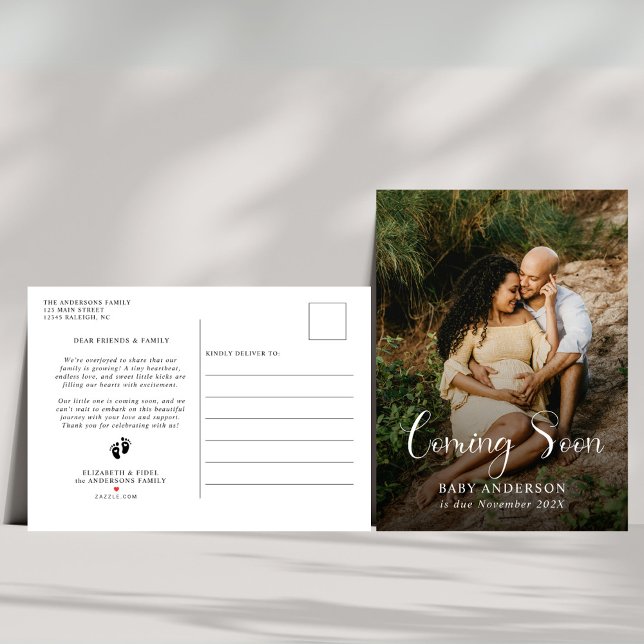 Cartão Postal De Anúncio Gravidez de Foto em Breve para Bebê (Criador carregado)