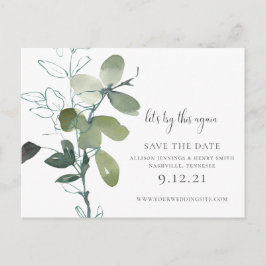 Cartão Postal De Anúncio Greenery Muda a data Casamento Eucalyptus