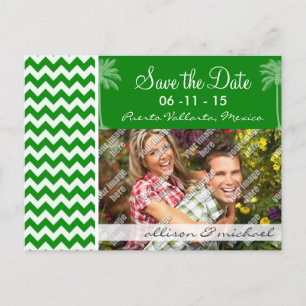 Cartão Postal De Anúncio Greve de Cevron Verde; Palma de Verão