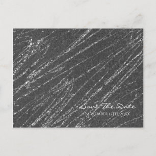 Cartão Postal De Anúncio Grey & Silver Moderno Save the Date com Listras de