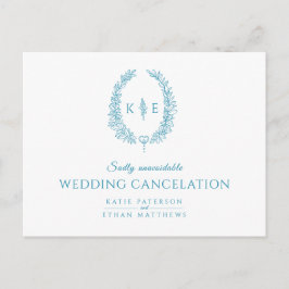 Cartão Postal De Anúncio Grinalda de folhas ovais com monograma casamento c