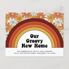 Cartão Postal De Anúncio Groovy New Home - Arco-Íris Retroativo Novo Endere