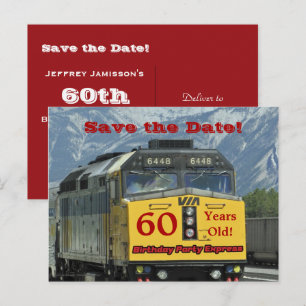 Cartão Postal De Anúncio Guardar a data 60ª Festa de aniversário do comboio