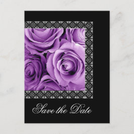 Cartão Postal De Anúncio Guardar a data Cartão-postal Rosas PURPLE Lace SIL