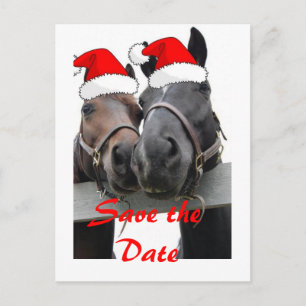 Cartão Postal De Anúncio Guardar a Data/Cavalos de Natal
