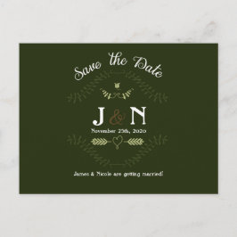 Cartão Postal De Anúncio Guardar a data do casamento na floresta botânica v